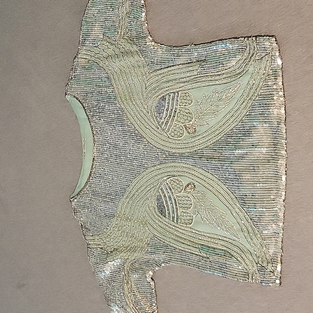 1980 Judith Ann Creations mint sequins top